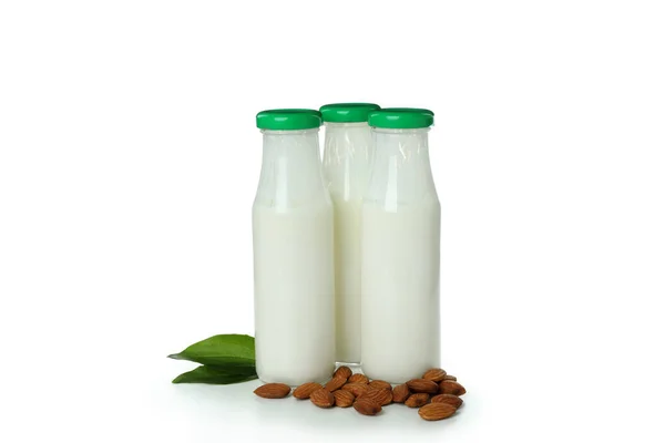 Concept Vegan Milk Isolated White Background — Stock Photo, Image