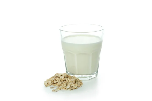 Glass Milk Cereals Isolated White Background — Stock Photo, Image