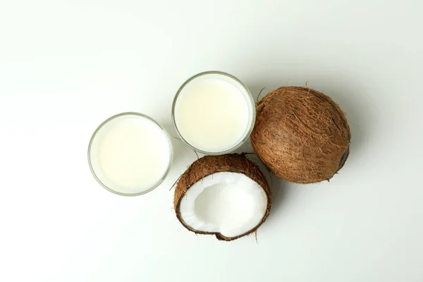 Концепция Кокосового Молока Белом Фоне — стоковое фото