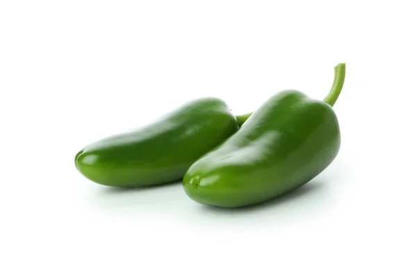 Groene Hete Paprika Geïsoleerd Witte Achtergrond — Stockfoto