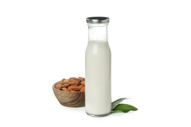 Beyaz arka planda izole edilmiş vejetaryen sütü kavramı