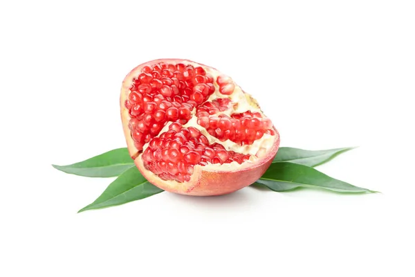 Ripe Fresh Pomegranate Isolated White Background — Stock Photo, Image