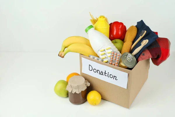 Concepto Donar Con Caja Donación Sobre Fondo Blanco — Foto de Stock