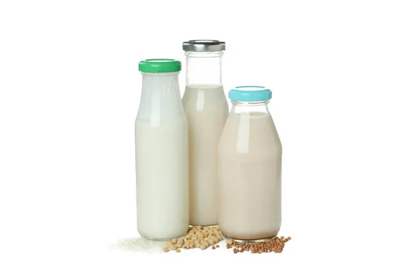 Concetto Latte Vegano Isolato Fondo Bianco — Foto Stock