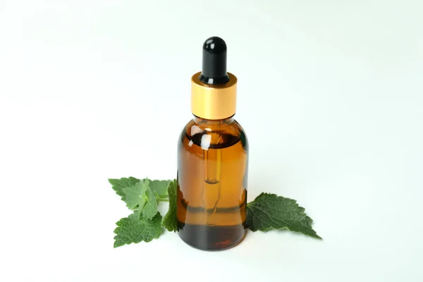 Bottle Nettle Essence Oil White Background — Stock Photo, Image