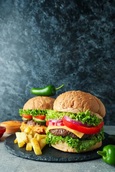 Concept Tasty Food Delicious Burgers — Stock Photo, Image
