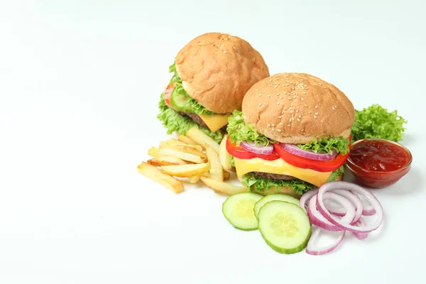 Концепция Вкусной Еды Вкусными Гамбургерами — стоковое фото