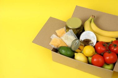 Concept of donate with donation box on table