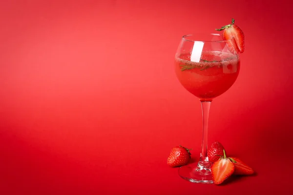 Alcoholic Cocktail Rossini Ingredients Red Background — 스톡 사진