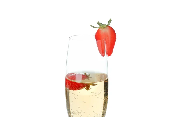 Glas Met Rossini Cocktail Geïsoleerd Witte Achtergrond — Stockfoto