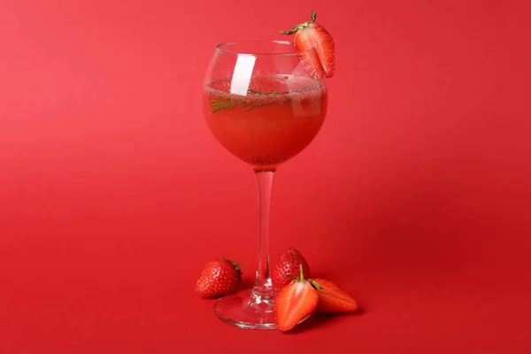 Alcoholic Cocktail Rossini Ingredients Red Background — Stock Photo, Image