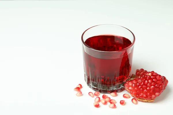 Glass Pomegranate Juice Ingredient White Background — Stock Photo, Image