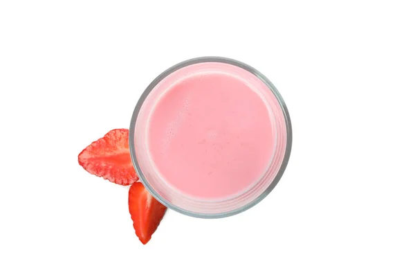 Glass Strawberry Milkshake Isolated White Background — Stock Photo, Image
