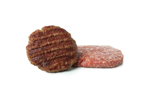 Carne Hambúrguer Saborosa Isolada Fundo Branco — Fotografia de Stock