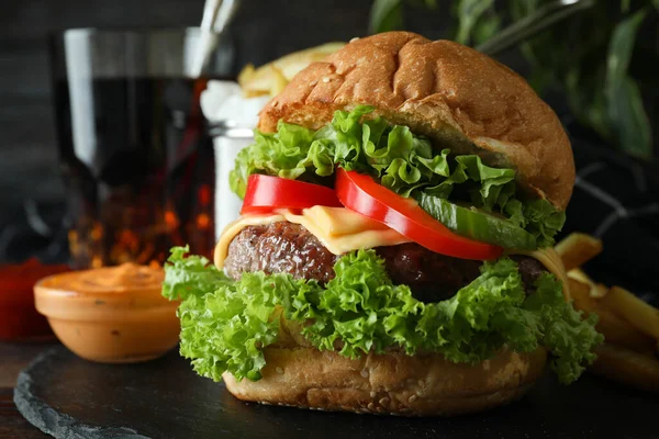 Concept Tasty Food Delicious Burger — Stock Photo, Image