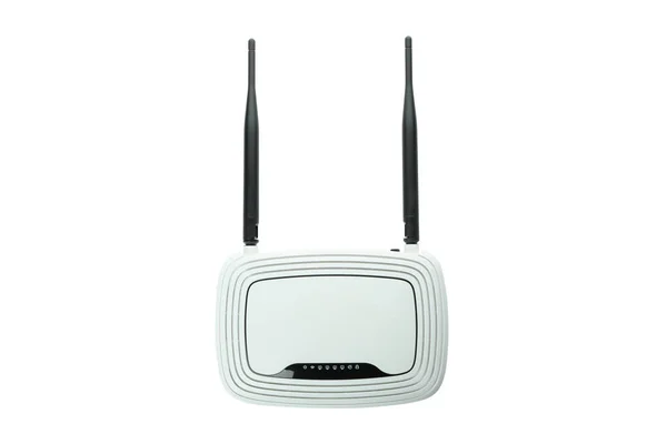 Router Med Externa Antenner Isolerade Vit Bakgrund — Stockfoto