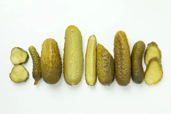 Fresh Pickles White Background Top View — Stock Photo, Image