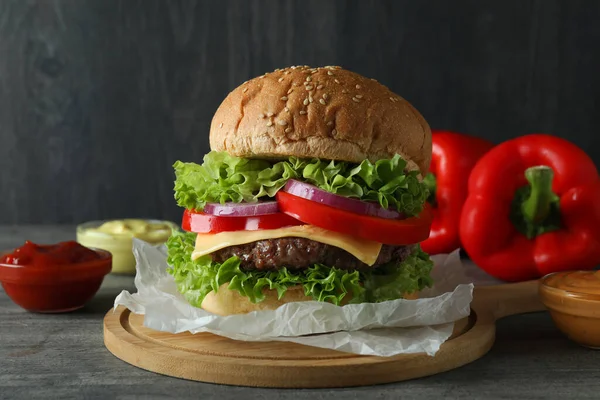 Concept Tasty Food Delicious Burger — Stock Photo, Image