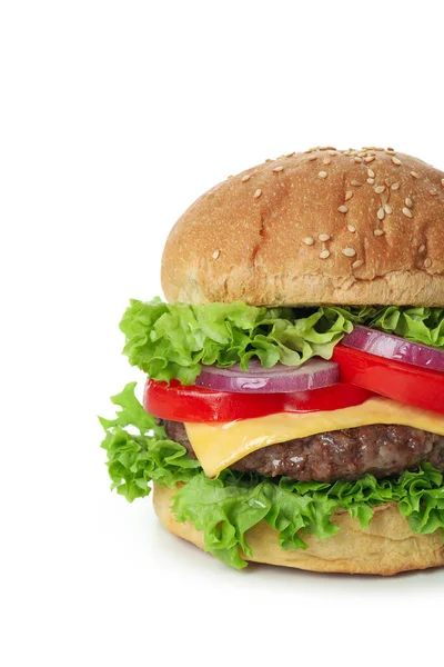 Delicious Tasty Burger Isolated White Background — Stock Photo, Image