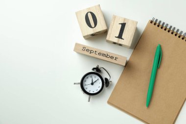 Beyaz arkaplanda 1 Eylül kavramı