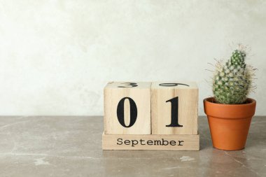 1 Eylül Gri desenli masa konsepti