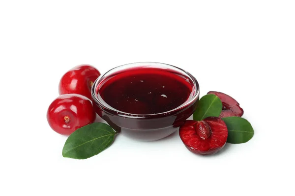 Tasty Cherry Jam Isolated White Background — Stock Photo, Image