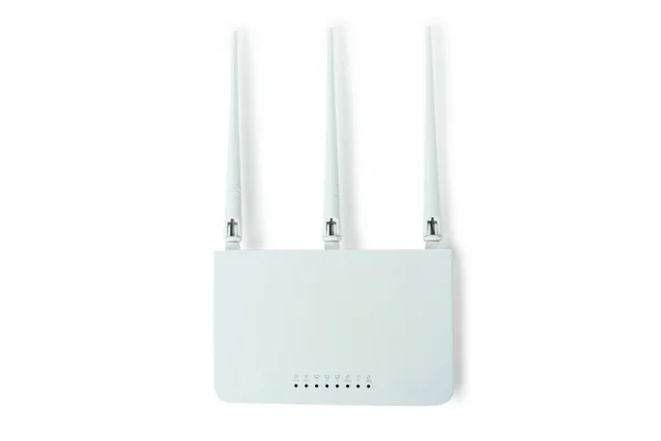 Router Med Externa Antenner Isolerade Vit Bakgrund — Stockfoto