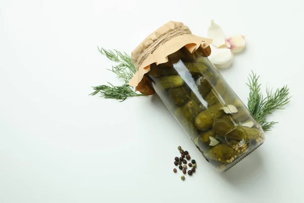 Jar Pickles Ingredients White Background — Stock Photo, Image