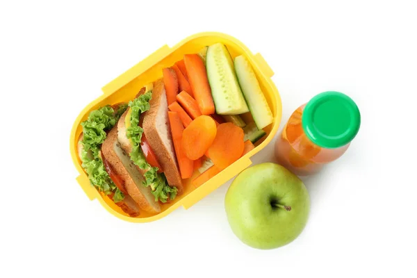 Lunchbox Mit Lebensmitteln Isoliert Auf Weißem Hintergrund — Stockfoto