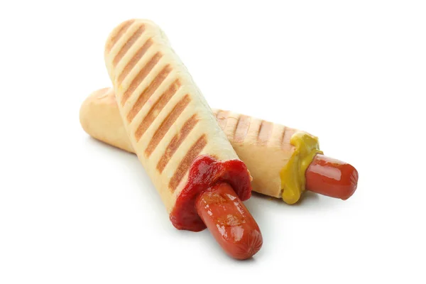 Savoureux Hot Dogs Français Isolés Sur Fond Blanc — Photo