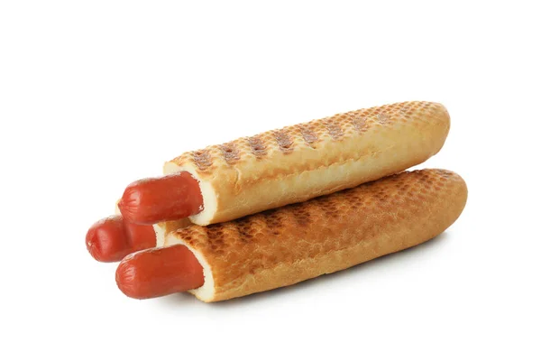 Sabrosos Hot Dogs Franceses Aislados Sobre Fondo Blanco — Foto de Stock