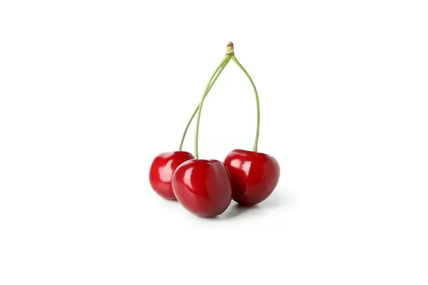 Cherry Merah Manis Diisolasi Pada Latar Belakang Putih — Stok Foto