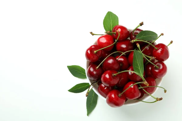 Bayas Cereza Roja Dulce Sobre Fondo Blanco — Foto de Stock