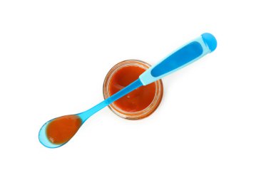 Beyaz arka planda izole edilmiş bebek maması kavramı