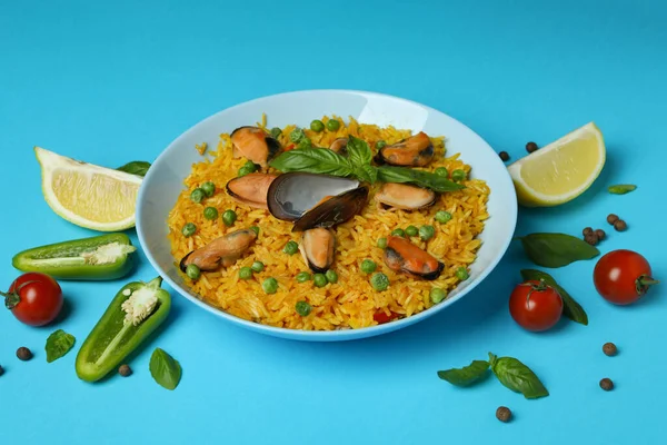 Concept Van Heerlijk Eten Met Spaanse Paella — Stockfoto