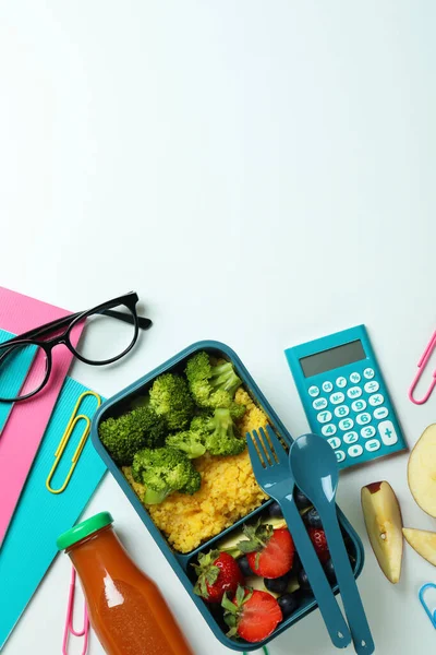 Study Concept Lunch Box White Background — Stock Photo, Image