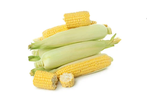 Fresh Raw Corn Isolated White Background — Stock Photo, Image