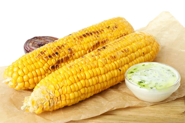 Tasty Grilled Corn Isolated White Background — Stock Photo, Image