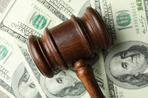Judge Gavel Dollar Bills Background Close — Stock Photo, Image