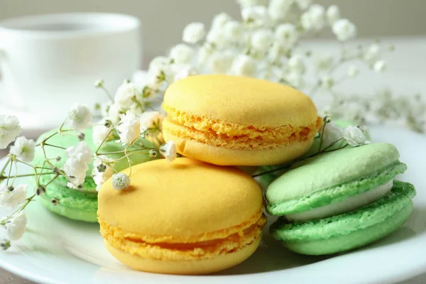 Conceito Sobremesa Saborosa Com Deliciosos Macaroons — Fotografia de Stock