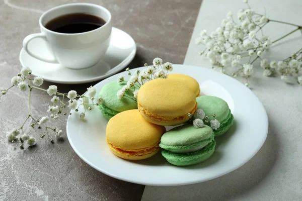 Conceito Sobremesa Saborosa Com Deliciosos Macaroons — Fotografia de Stock