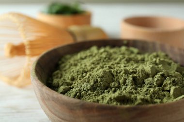 Matcha ile Japon çayı kavramı, yakın plan.