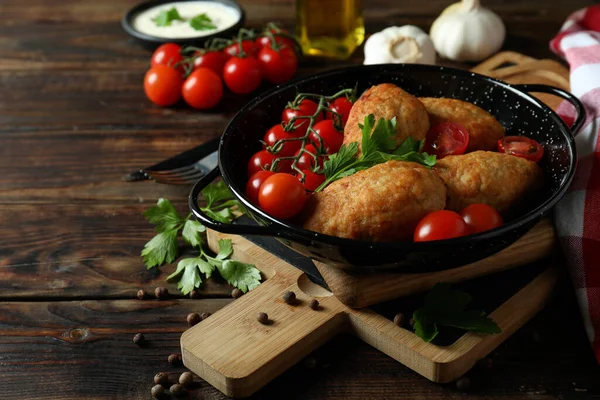 Concept Tasty Food Cutlets Wooden Table — Stock Photo, Image