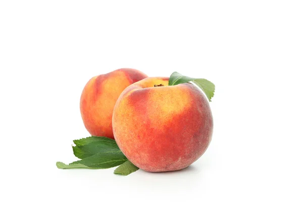 Спелые Персиковые Плоды Белом Фоне — стоковое фото