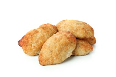 Beyaz arkaplanda izole edilmiş bir grup lezzetli pirzola