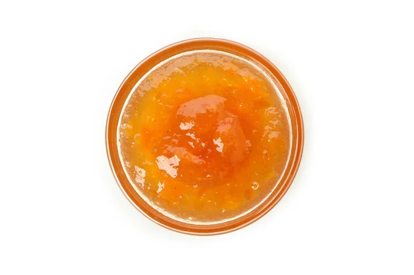 Bol Confiture Pêche Isolé Sur Fond Blanc — Photo