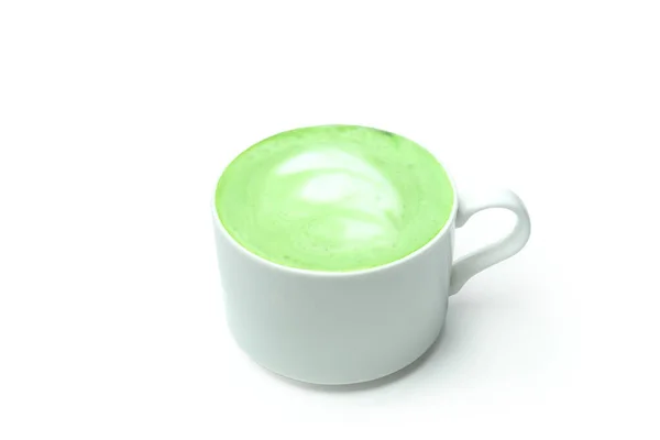 Secangkir Matcha Latte Diisolasi Pada Latar Belakang Putih — Stok Foto