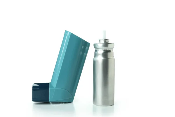 Blue Asthma Inhaler Isolated White Background — Stock Photo, Image