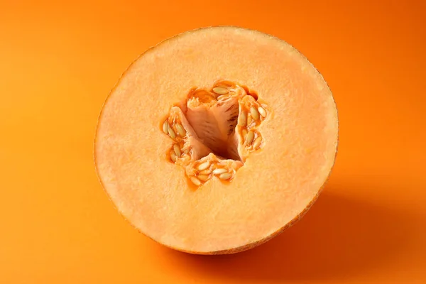 Mogen Melon Orange Bakgrund Närbild — Stockfoto