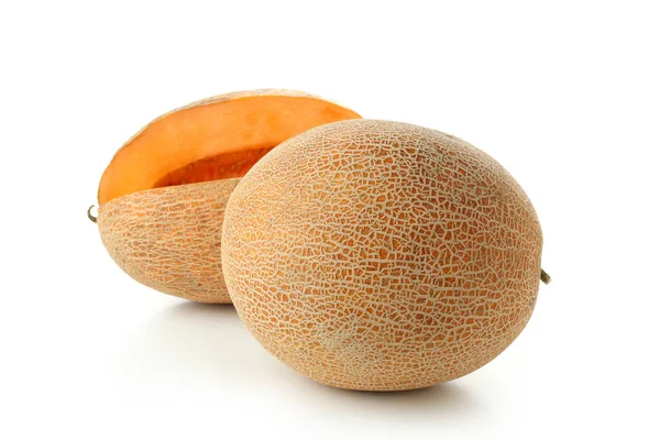 Färska Mogna Meloner Isolerade Vit Bakgrund — Stockfoto